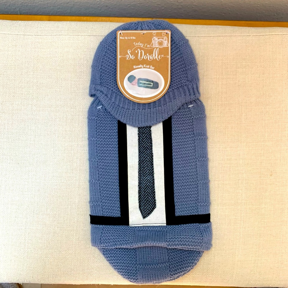 Baby Boy Newborn Photo Knit Set with Hat